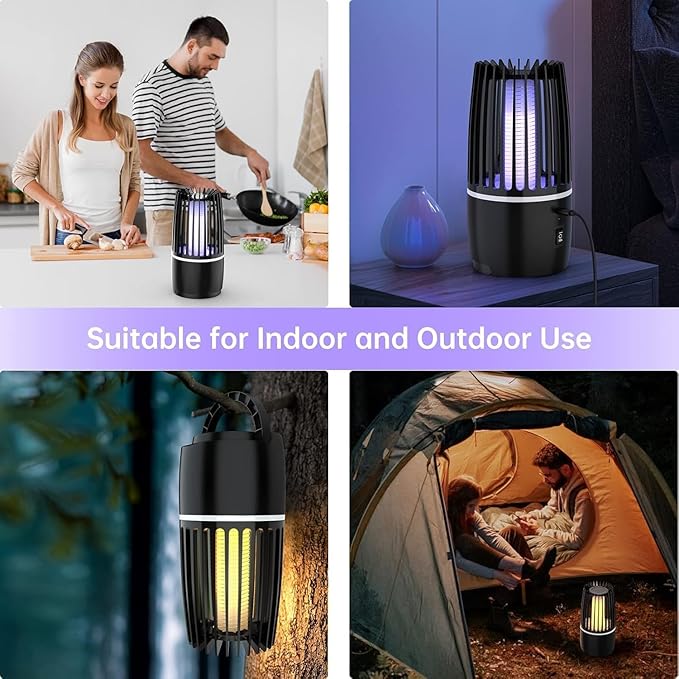 Tiptop Home Bug Zapper Indoor, Rechargeable Bug Zapper with Powerful Fan & Large Storehouse for Gnats, Moths, Fruit Flies, Indoor Insect Killer Trap for Bedroom, Office, Kitchen