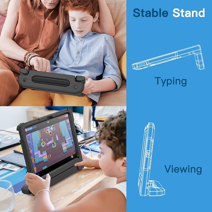 JETech Kids Case for iPad (A16) 11th/10th Gen Black | For 2025/2022 Model Built-in Screen Protector 360 Handle Stand Shockproof Kid-Friendly