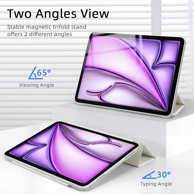 for iPad Air 13 inch M4/M3/M2 Case (2026/2025/2024Model A3268/A3269/A3271) Auto Sleep/Wake and Magnetic Closure Slim Trifold Stand Case PU Leather Cover Support Apple Pencil Pro Black