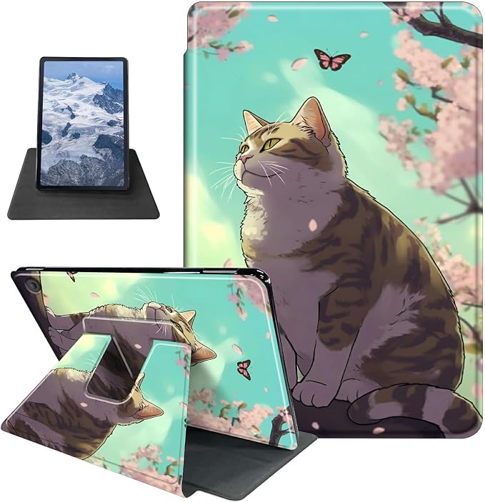 Case for Kindle Fire 7 Tablet (12th Generation 2022 Release) Baseball Theme 360 Degree Rotating Stand Protective Cover with Auto Sleep/Wake for Fire 7 2022 Tablet
