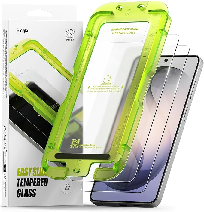 Ringke for Samsung Galaxy A35 5G Screen Protector [Easy Slide 2 Pack] | Easy Installation with Alignment Tool Case Friendly Premium 9H Hardness Tempered Glass