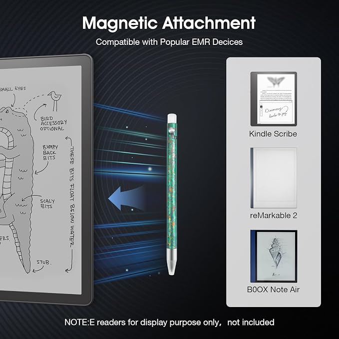 Titanium Magnetic EMR Stylus for E-Ink Devices Retractable Magnetic Digital Pen with Precision Fine Tip Lightweight Writing Pen Compatible with Remarkable 2 Kindle Scribe BOOX SupernoteBlue
