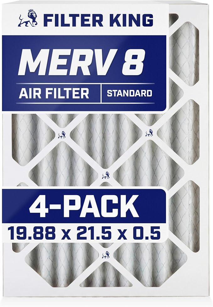 Filter King 19.88x21.5x0.5 Air Filter | 4-PACK | MERV 8 HVAC Pleated A/C