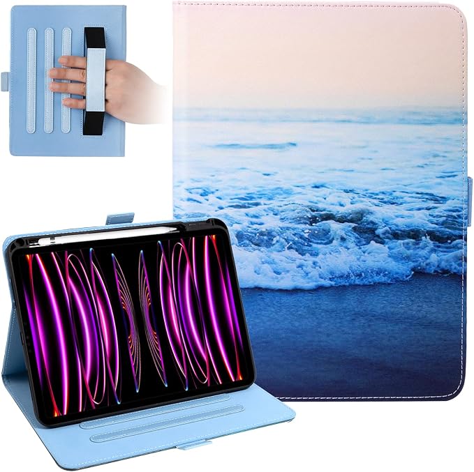 Dteck for iPad A16/10th Generation 10.9 Inch 2022 Case with Pencil HolderPremium PU Leather Folio Multiple Viewing Angles Stand Cover Auto Wake/Sleep Protective Tablet Cases for Women MenBookshelf