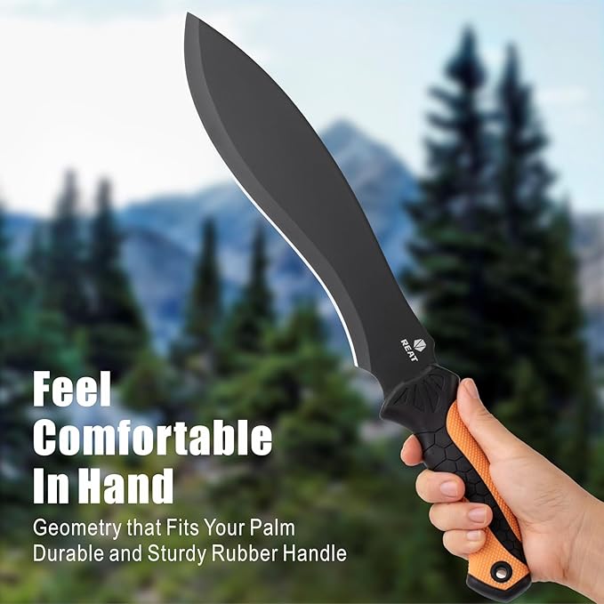 REAT Gardenging Machete, 17" Heavy Duty Machete with Sheath, Ergonomic No-Slip Handle, Machetes for Cutting Trees,Yard Work,Bushcraft