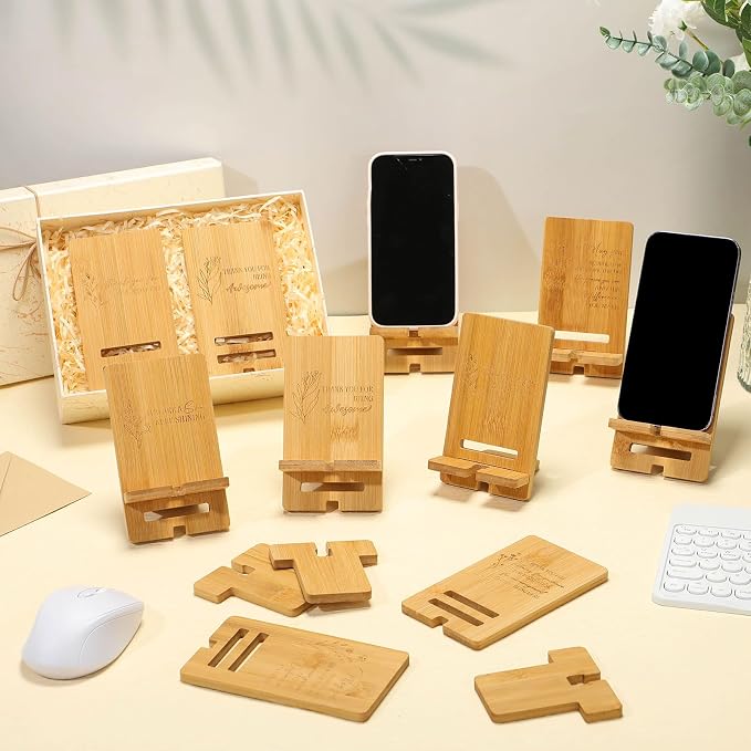 Ripeng 30 Pcs Employee Appreciation Gifts Bulk Bamboo Phone Stand for Desk Office Workers Inspiration Thank You Gift for Team Coworkers Staff Volunteer Nurse Teacher Colleagues Gratitude (Inspiration)
