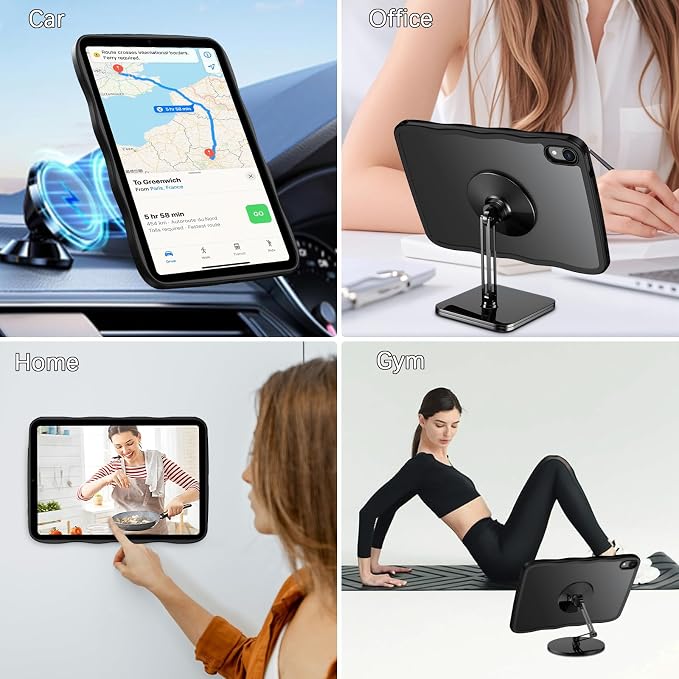 GUAGUA for iPad mini 7 A17 Pro Case Magnetic iPad mini 7th/6th Generation Cases(2024/2021) Wave Frame Anti-Slip with Pencil Holder Slim Light Drop-Proof Case for iPad mini 7th/6th 8.3'' Black