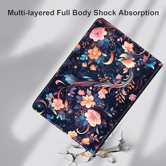 Vintage Floral Astronaut iPad 9th Gen Case - 10.2 Inch Standing Cover with Auto Sleep/Wake