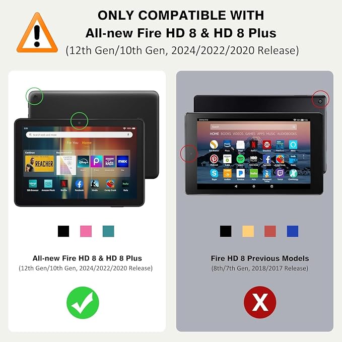 Case for Amazon Fire HD 8 Tablet (12th/10th Generation 2024/2022/2020 Release) &amp HD 8 Plus Multi-Angle PU Leather Protective Stand Cover with Auto Wake/Sleep Bookish Book Lovers