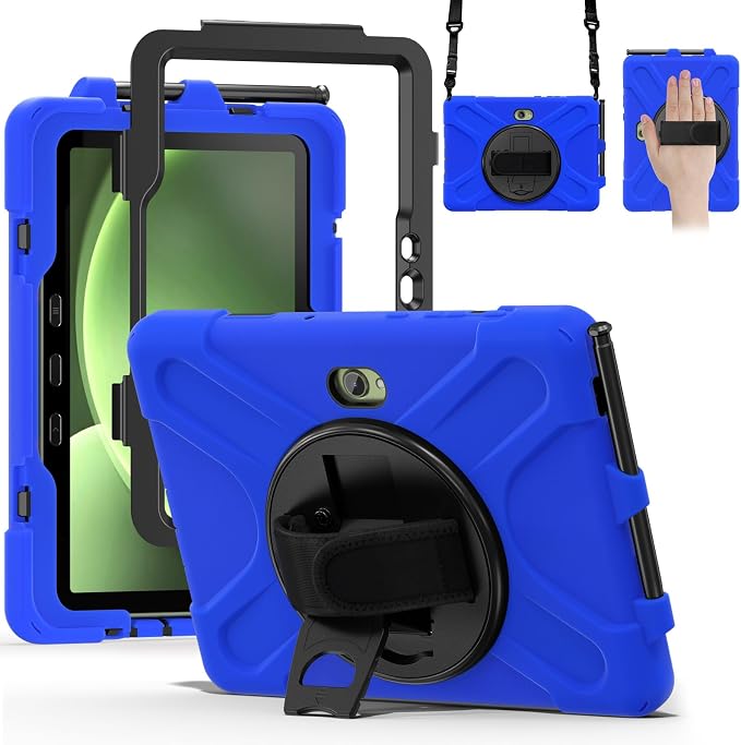 Samsung Galaxy Tab Active5/Active 3 8.0 Case with 360 Stand Handle Hand Strap &amp Shoulder Strap for Galaxy Tab Active5 8 2024 X300/X307 Active3 8 2020 T570/T575/T577 (Black)