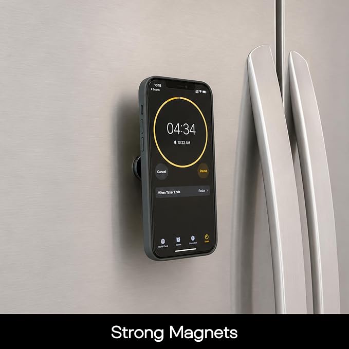 Maxby Fridge Magnetic Phone Holder Compatible with MagSafe Attaches Magnetically to Refrigerator Door or Side.