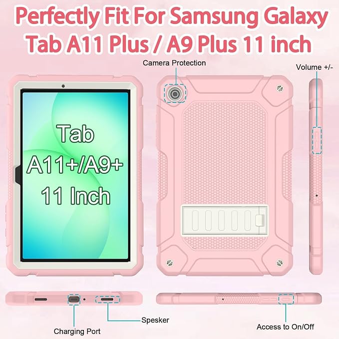 BMOUO Case for Samsung Galaxy Tab A11+ Plus/A9+ Plus 11 Inch 2026/2024 Heavy Duty Shockproof Rugged High Impact Protective Galaxy Tab A11 Plus/A9 Plus Case Black