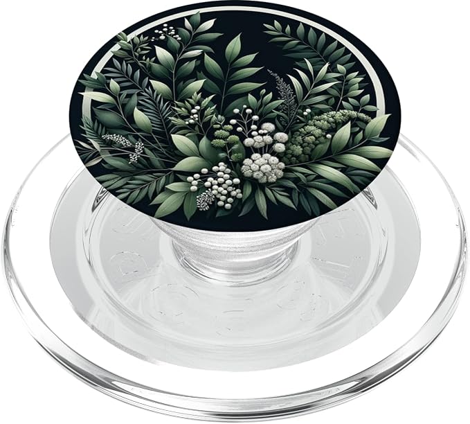 Elegant Midnight Garden - Lush Botanical Circle Illustration PopSockets Standard PopGrip