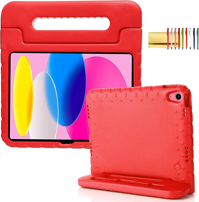 Kids Case for iPad Pro 11 M5/M4 &amp iPad Air 11 (2026/2025/2024) Shockproof Case with Pencil Holder Techcircle Light EVA Foam Handle Stand Bumper Protective Child Friendly Drop Proof Cover Black