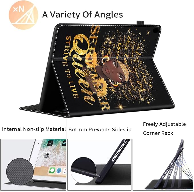 Case Fits All-New Amazon Kindle Fire HD 10 &amp 10 Plus Tablet (13th/11th Generation 2023/2021 Release) 10.1 Durable Shockproof Protective Cover with Auto Wake/Sleep，Black Woman Queen Afro Design