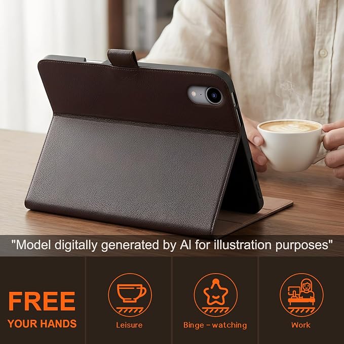 Leather Case for iPad 11th/10th Gen (11/10.9) Black | Genuine Leather Pencil Holder Adjustable Stand Magnetic Closure Auto Wake/Sleep