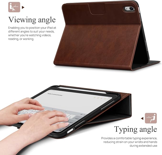 auaua Case for iPad (A16) 11th/10th Generation | with Pencil Holder Pocket Typing Angle Muti-Stand Magnetic Closure Auto Sleep/Wake