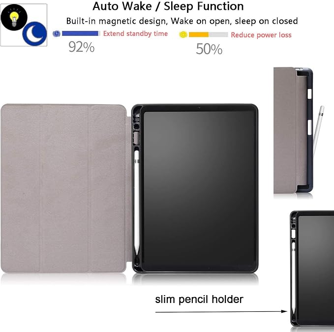 for Apple iPad 10.2 Case 2021/2020/2019 iPad 9th/8th/7th Generation Smart Cover with Pencil Holder [Auto Wake/Sleep] PU Leather Stand Folio Tri-fold Shockproof Thin Shell Colored Graffiti