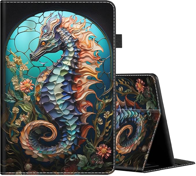 Case for All-New Amazon Fire HD 10 and 10 Plus Tablet (13th/11th Generation 2023/2021 Release) 10.1 Multi-Angle Smart Stand Cover Auto Sleep/Wake Skull and Fire