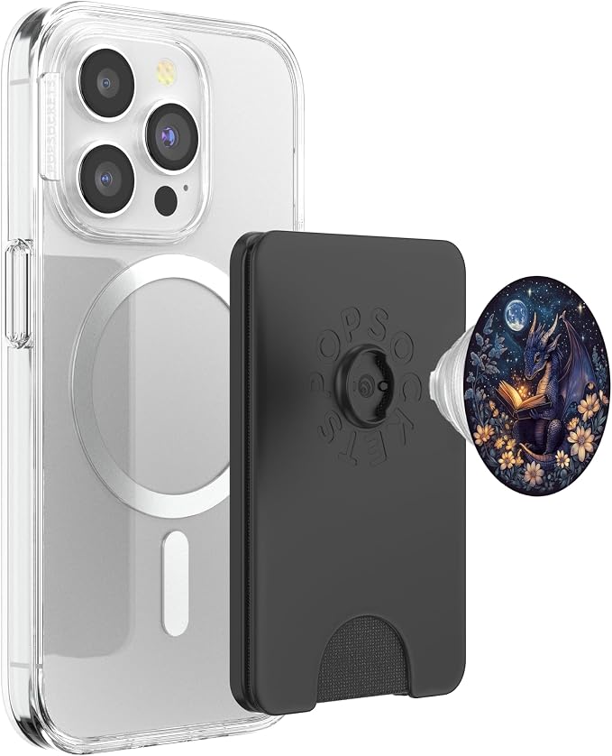 Cute Dragon Books Starry Sky Flower Bookworm Book Lover PopSockets Adhesive PopGrip