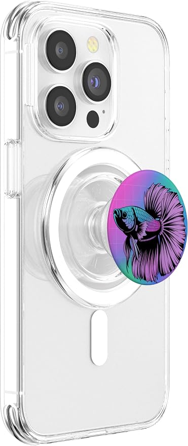 Cyberpunk Aquarium Halfmoon Betta Fish Vaporwave Aesthetic PopSockets PopGrip for MagSafe