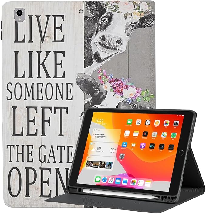 Case for iPad 9th/8th/7th Generation 10.2 Inch 2021/2020/2019 Folio PU Leather Soft TPU Back Cover Multi-Angle Stand Auto Wake/Sleep Smart Case Audio Cassette Tape