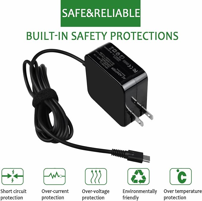 45W AC Adapter Charger USB-C Cable for Moto Z2 Play/Moto Z/Z Force/Z Play M