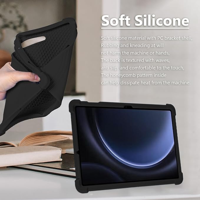 ATOOZ for Samsung Galaxy Tab S10 Lite/S10/S10 FE Case 10.9 2025Siliocne Case for Samsung Galaxy Tab S9/S9 FE 10.9 inch Tablet with PC Stand &amp Pen Slot (Black)