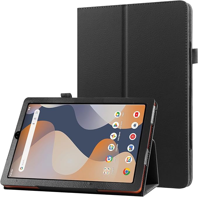 Folio Stand Case for onn. 8 Tablet (2024 Model Gen 4) - Folding Slim Magnetic PU Leather Protective Cover (Black)