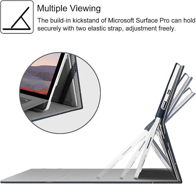 Fintie Case for 12.3 Inch Microsoft Surface Pro 7 Plus Surface Pro 7/6/5/4/3 - Portfolio Business Cover with Pocket Compatible with Type Cover Keyboard Black