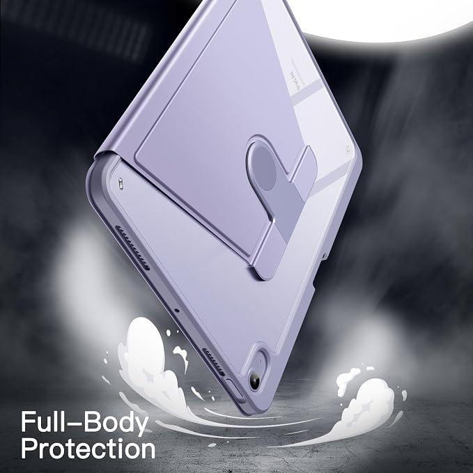 JETech Rotating Case ONLY for iPad Air 11-Inch M4/M3/M2 (2026/2025/2024) iPad Air 5/4 (2022/2020 5th/4th Generation 10.9-Inch) 360 Degree Rotation Protective Stand Cover Clear Back (Black)