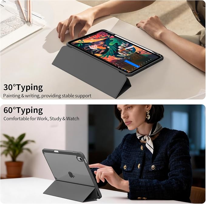 Clear Case for iPad Air 11 Inch M4 2026/M3 2025/M2 2024 Black | for iPad Air 5th/4th Generation 10.9 Inch 2022/2020 Clear Hard Back Tablet Cover with Pencil Holder Slim Auto Wake/Sleep