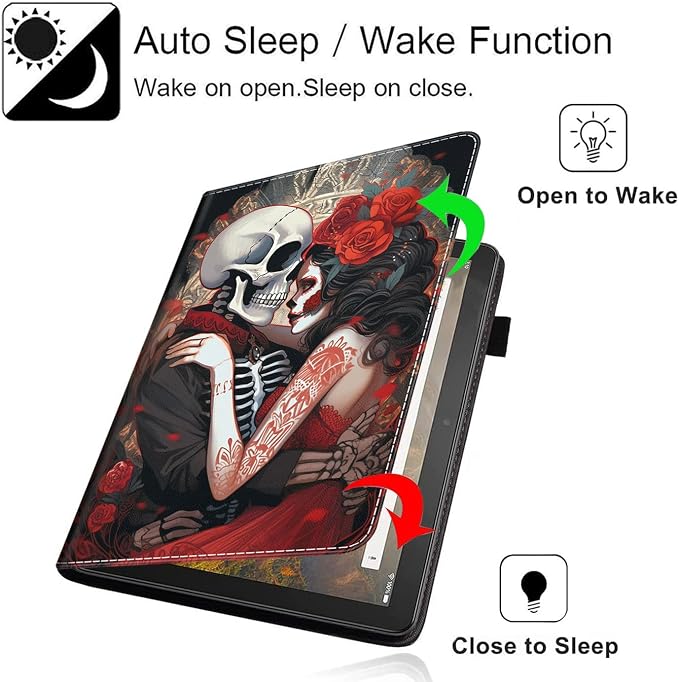 Case Cover for Amazon All-New Kindle Fire 7 Tablet (2022 Release-12th Generation) Latest Model 7 Slim Folding Stand Cover with Auto Wake/Sleep Dancing Skeleton in Mexican Costume