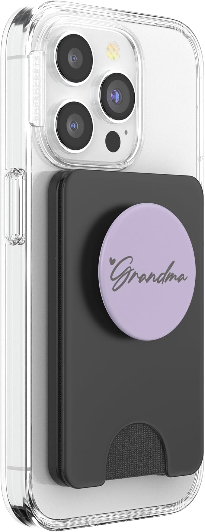 Light Gray Purple Heart Grandma PopSockets Adhesive PopGrip