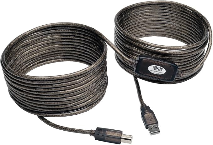 TRIPP LITE Eaton USB 2.0 Hi-Speed A/B Active Repeater Cable (M/M) 25-ft. (U042-025) Silver