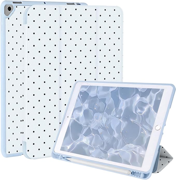 Case for iPad 9th/ 8th/ 7th Generation Case 10.2&amp10.5 Inch (2021/2020/2019 Release) Slim Lightweight Soft Trifold Back Cover with Pencil Holder &amp Auto Sleep/Wake CoverBeige Checkered