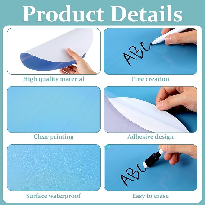 24 Pack Dry Erase Dots Circles Colorful 10 Inch Removable White Board Marker Wall Sticker Decals Painted Wood Design Spots Set for Classroom Teachers Students Tables Desk (Blue Color)
