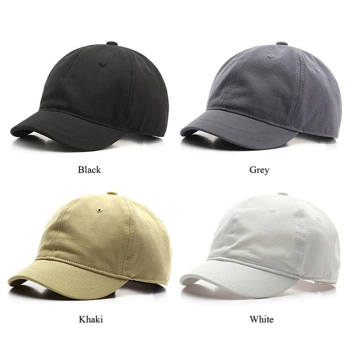 talajee Short Brim Unconstructed Soft Cotton Plain Baseball Cap Adjustable Washed Low Profile Dad Hat for Men Women (US, Alpha, One Size, Black)