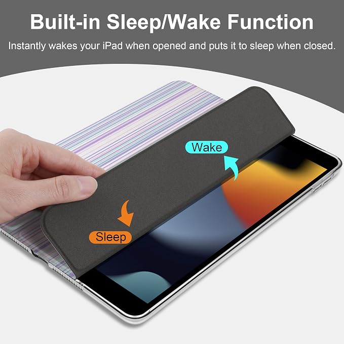 Compatible with iPad 10.2 Inch Case 2021 2020 2019 Smart Lightweight Trifold Stand Hard Plastic Transparent Cover Support Auto Sleep/Wake for iPad 10.2 9th/8th/7th Gen - Bear &amp Cherry