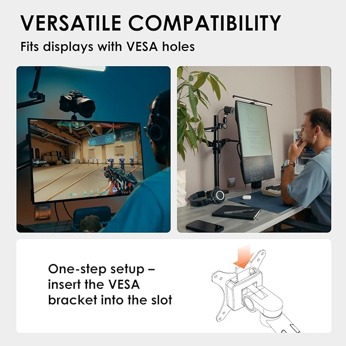 TARION Modular Desktop Arm Mount - 48cm / 19" Single Desk Stand with Tablet Holder & VESA Mount for Laptop Monitor 360° Adjustable - Compatible with 35mm Rod Lite Z Desktop - Titanrig Arm X