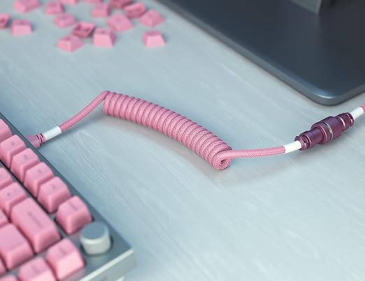 GLORIOUS Coiled Keyboard Cable – Coiled USB C Cable Artisan Braided Cables for Mechanical Gaming Keyboard Coiled Cable - Custom Keyboard Cable (Cobalt Blue)