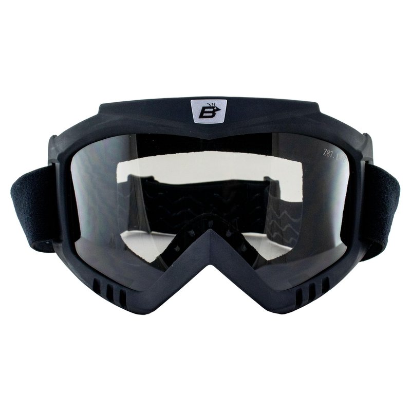 Birdz Eyewear Skullbird Black Padded ATV Motorcycle Riding Goggle with Face Mask Black with Yellow Lens