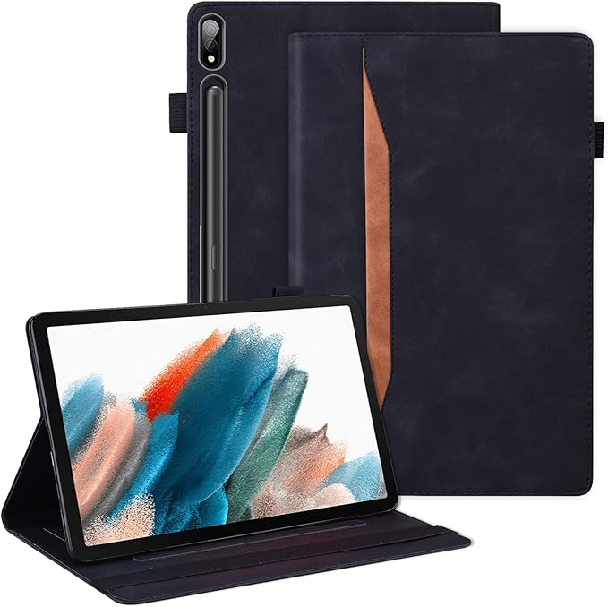 Dteck Wallet Case for Galaxy Tab S10+/S9+/S7 FE/S8+/S7 Plus 12.4 Tablet Premium PU Leather Folding Stand Auto Wake/Sleep Pen Holder Case with Hummingbirds