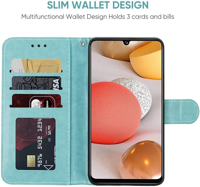 Case for Galaxy A42 5G Case Galaxy M42 5G SM-A426 Wallet Case with Tempered Glass Screen Protector Leather Flip Credit Card Holder Stand Phone Cover Cases for Samsung Galaxy A42 5G Blue