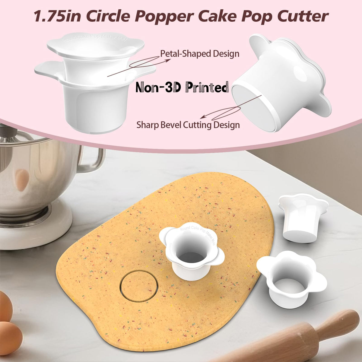 Cake Pop Molds Set, Circle Cake Pop Cutter and Pusher with Tray