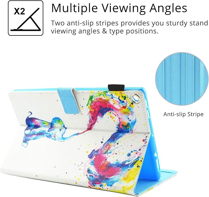 Kindle Fire HD 8 Tablet Case (8th/7th/6th Generation)Smart Stand Synthetic Leather Cover with Auto Wake/Sleep [Card &amp Pencil Holder] for 8 Amazon Fire HD 8 (2018/2017/2016) Blue Sea Beach