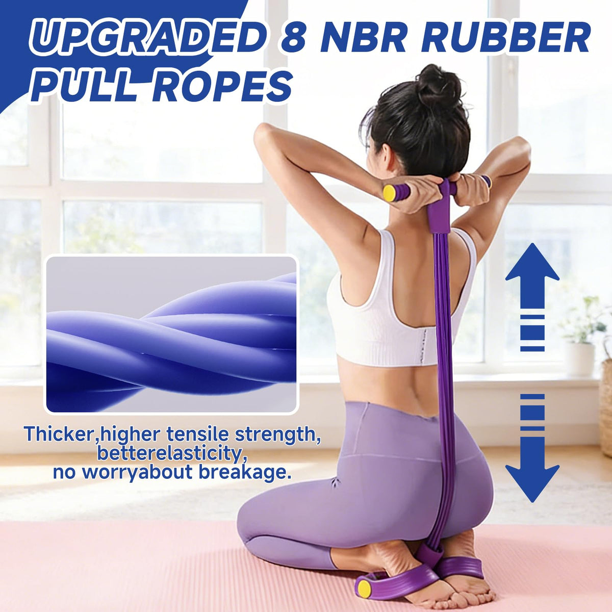 Pedal Resistance Band with Handles, 8-Tube Full Body Home Workout Trainer