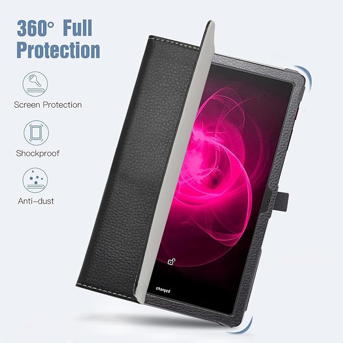 Bige for T-Mobile REVVL TAB 5G CasePU Leather Folio 2-Folding Stand Cover for T-Mobile REVVL TAB 5G 10.36 Inch TabletBlack