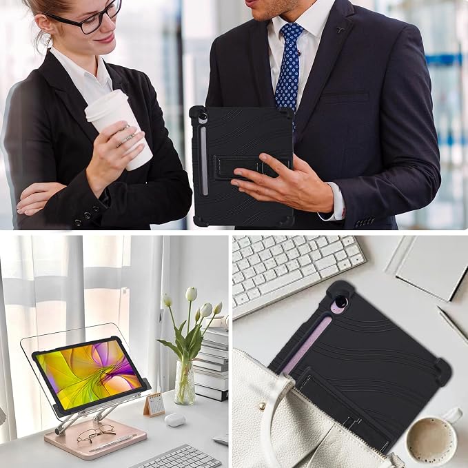 ATOOZ for Samsung Galaxy Tab S10 Lite/S10/S10 FE Case 10.9 2025Siliocne Case for Samsung Galaxy Tab S9/S9 FE 10.9 inch Tablet with PC Stand &amp Pen Slot (Black)