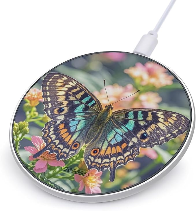 Butterfly Wireless Charger Fast Charging Pad | Anti-Slip Qi Certified Wireless Charging Pad for All Phones with Wireless Charging Function for Home Office Travel